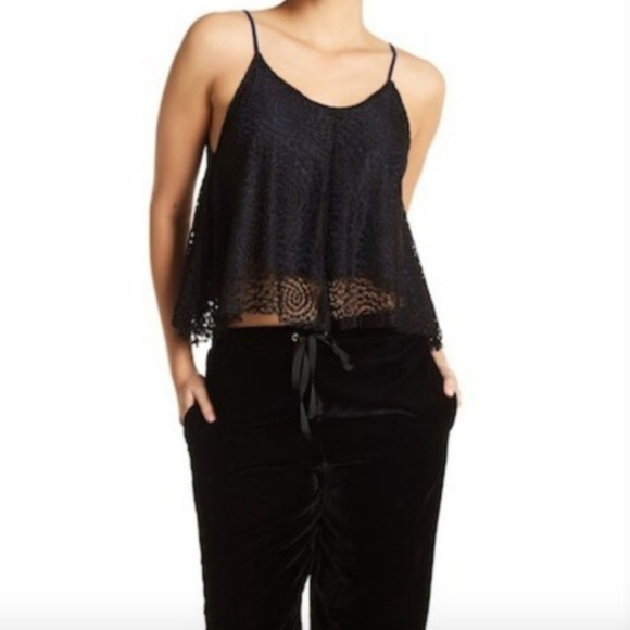 Sam Edelman Lace V Neck Crop Tank Top Shirt Large - Picture 1 of 6